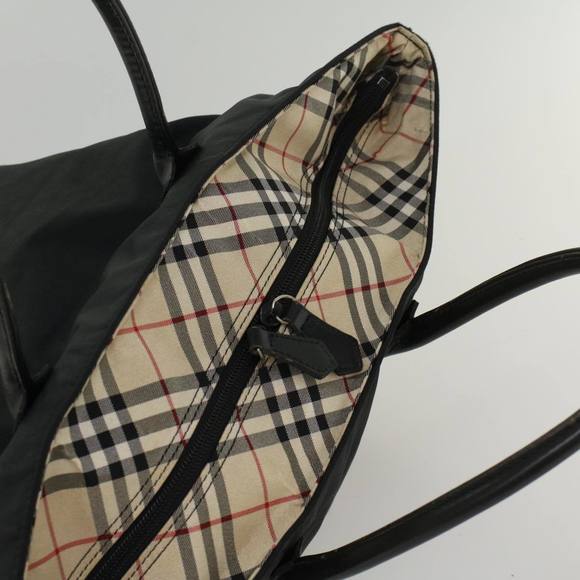 BURBERRY Nova Check Blue Label Hand Bag Nylon Leather Beige Brown Auth bs7887 - Picture 6 of 16